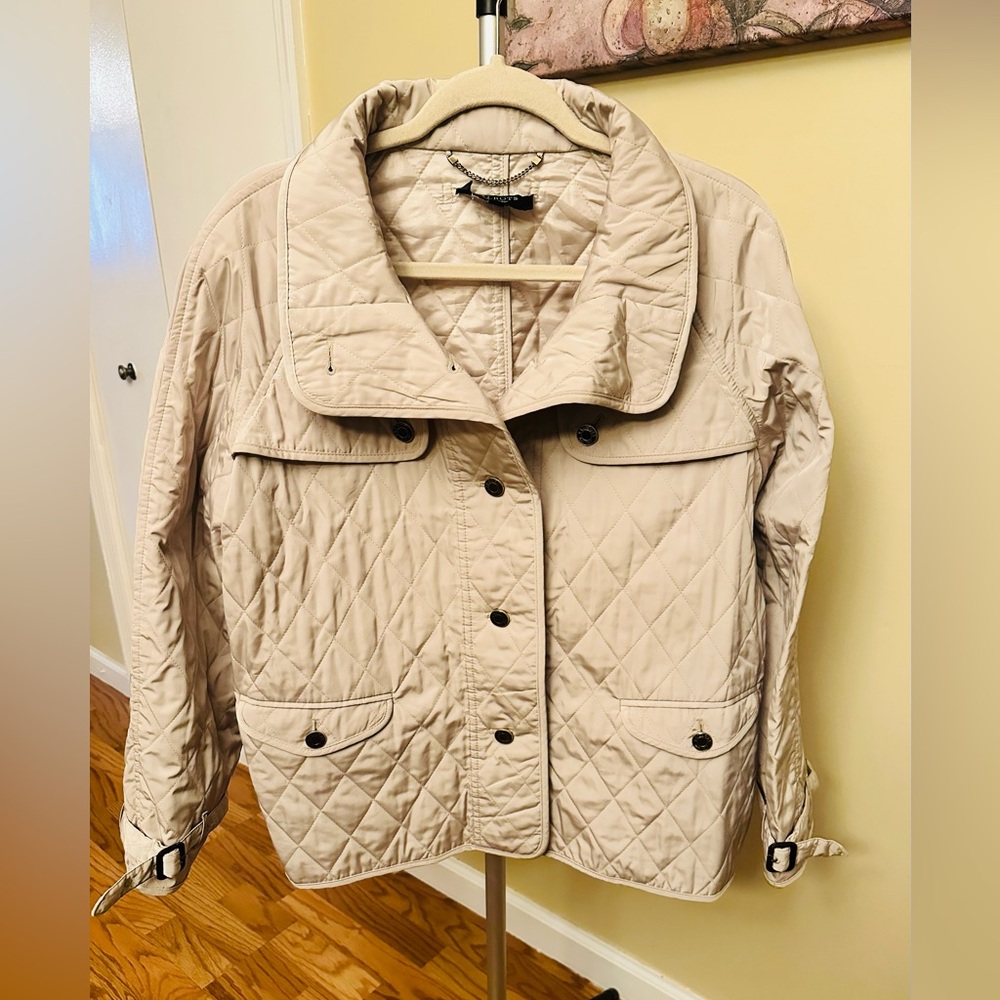 Talbots Women's Beige Quilted Jacket Sz Large Petite